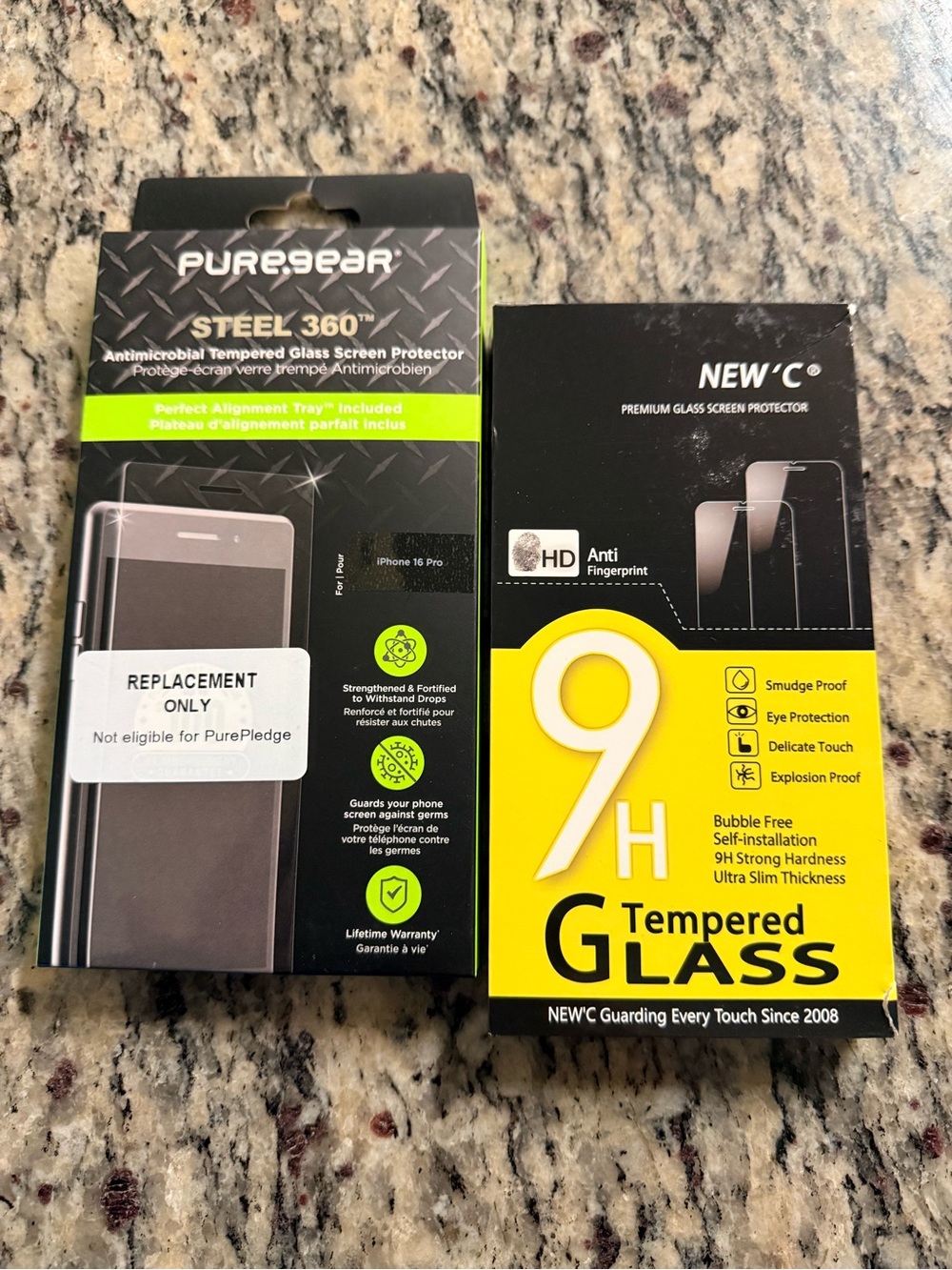 PureGear & NEW'C Tempered Glass Screen Protectors - Black IPhone 16 pro